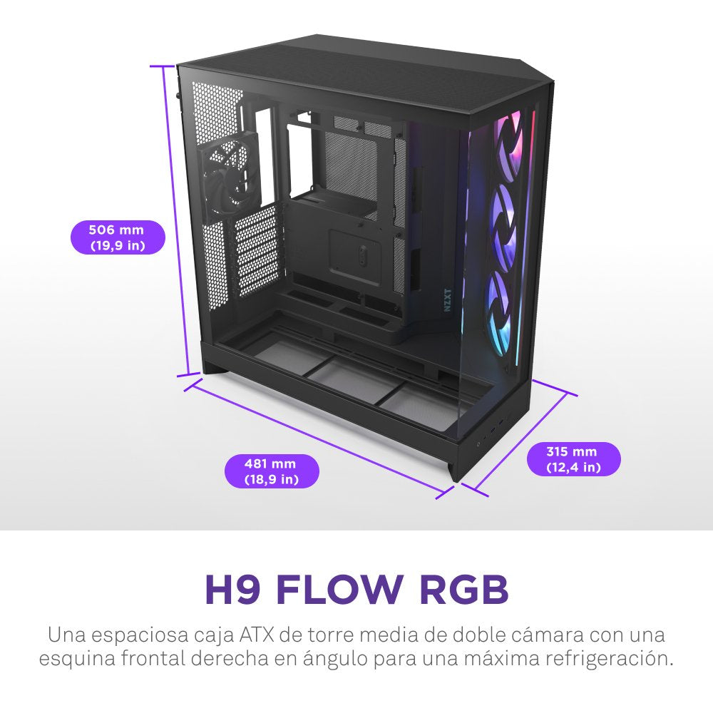 EAN 5056547207667 - NZXT H9 Flow RGB Midi Tower Negro imagen 4