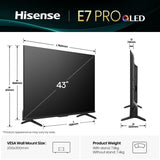 Hisense 43e77q Pro (108 Cm (43 Zoll), Negro, Ultrahd/4k, Tripple Tuner, Usb Recording, Time Shift, 144hz Panel) 43e77q Pro