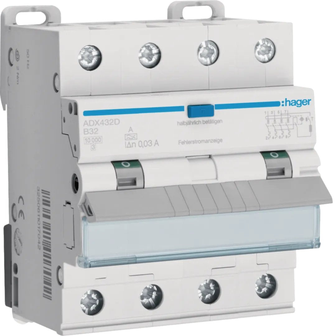 Hager Fi-Ls 4p 10ka B-32a 30ma Adx432d Typ A