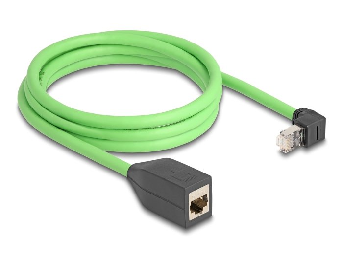 Delock 80884 Cable De Extensión De Red Rj45 Cat.6a Macho Acodado Hacia Arriba A Hembra Sf/Utp Adecuado Para Cadenas De Arrastre Pur (Tpu) 2 M Verde