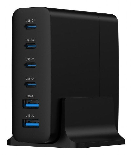 Cargador Rapido Gembird Usb Gan De 6 Puertos 75 W Negro