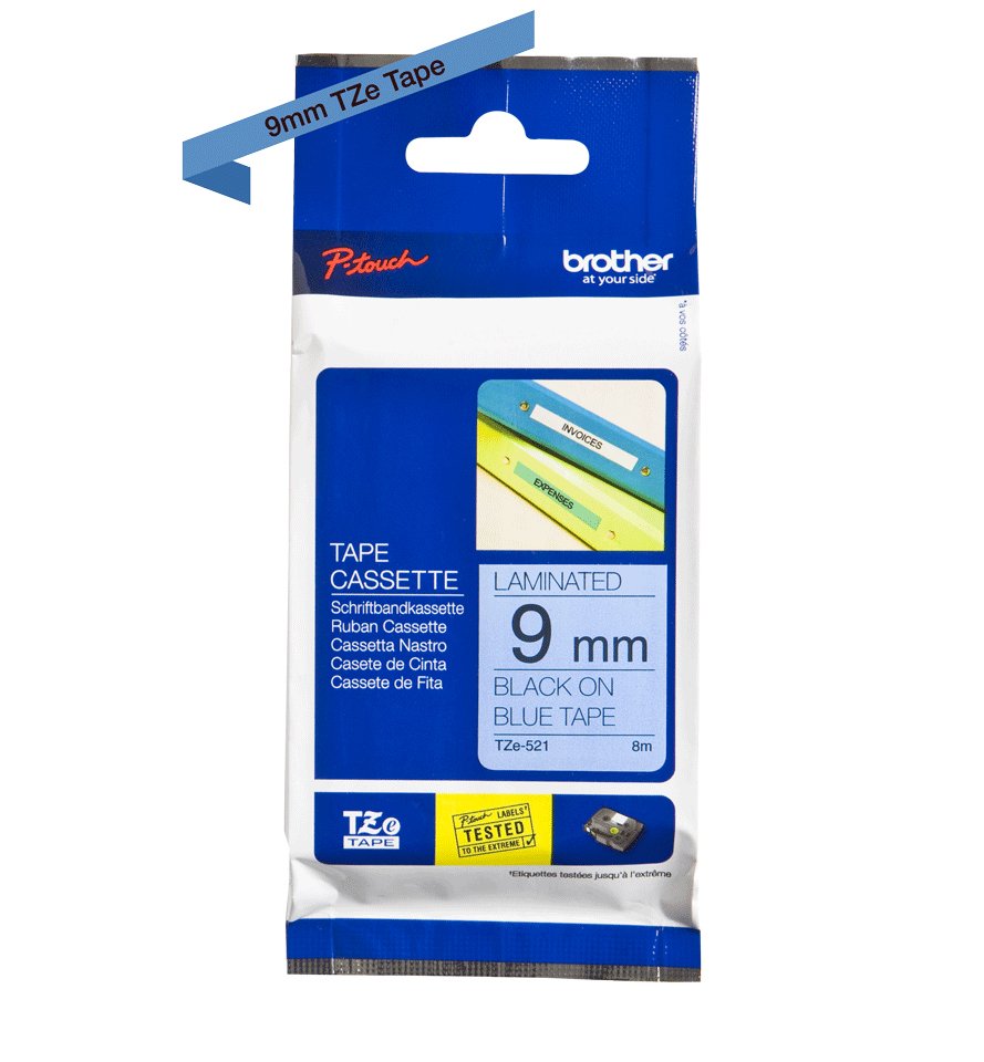Original Brother Cinta Rotuladora Laminada Azul/Negro 8m 9mm