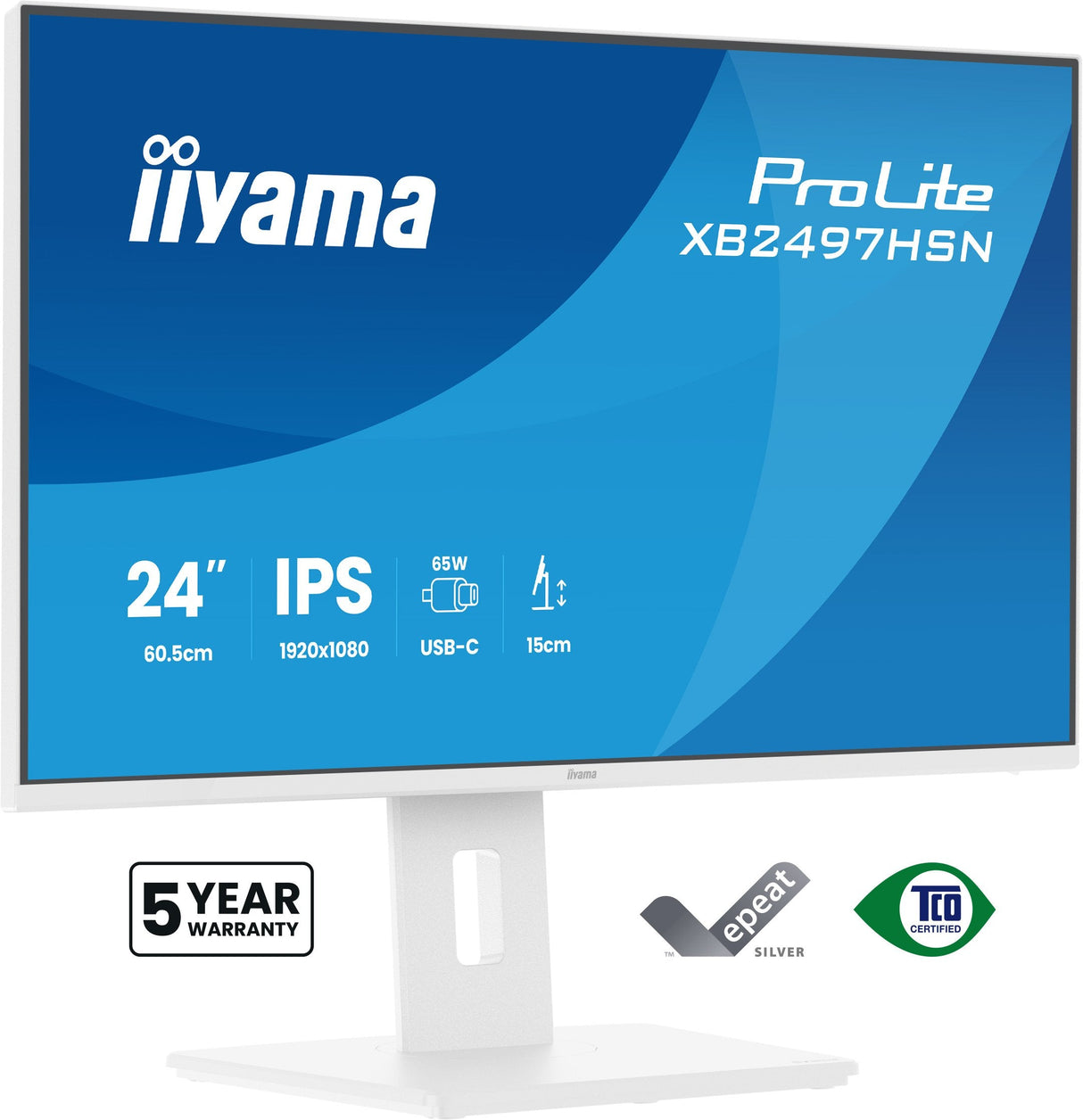 Iiyama Xb2497hsn-W1 (Prolite) - 23.8p Ips Fhd - 1ms - 350cd/Mâ² -  Hdmi-Dp Usb-C.Dock - Hub Usb - 2x2w - Ajustable- Blanco