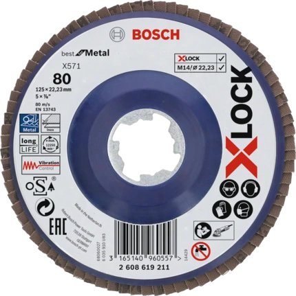 Bosch X-Lock Fächerscheibe X571 Best For Metal, Ø 125mm, K80, Schleifscheibe 2608619211