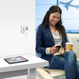 Cargador De Viaje Universal, 70 W (Pd), 4 Conexiones,Cable, Ignífuga,  (Eu/Uk/Us/Aus) Blanco Logilink