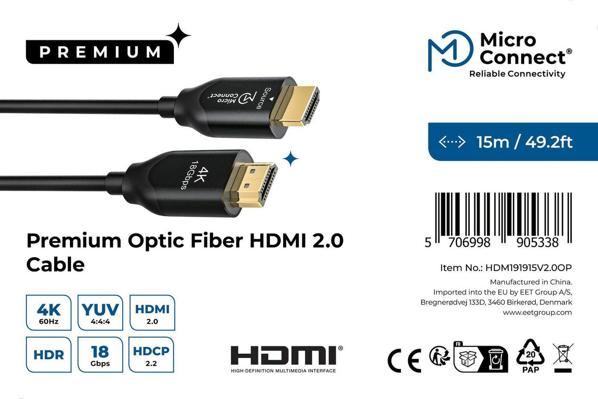 EAN 5706998905338 - Microconnect HDM191915V2.0OP cable HDMI 15 m HDMI tipo A (Estándar) Negro imagen 3