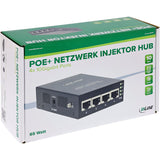 Inyector Y Hub Poe+ De 10 Gigabit Con 4 Puertos (4x Poe+), 10 Gb/S, 65w Carcasa Metálica Y Sin Ventilador. Inline®