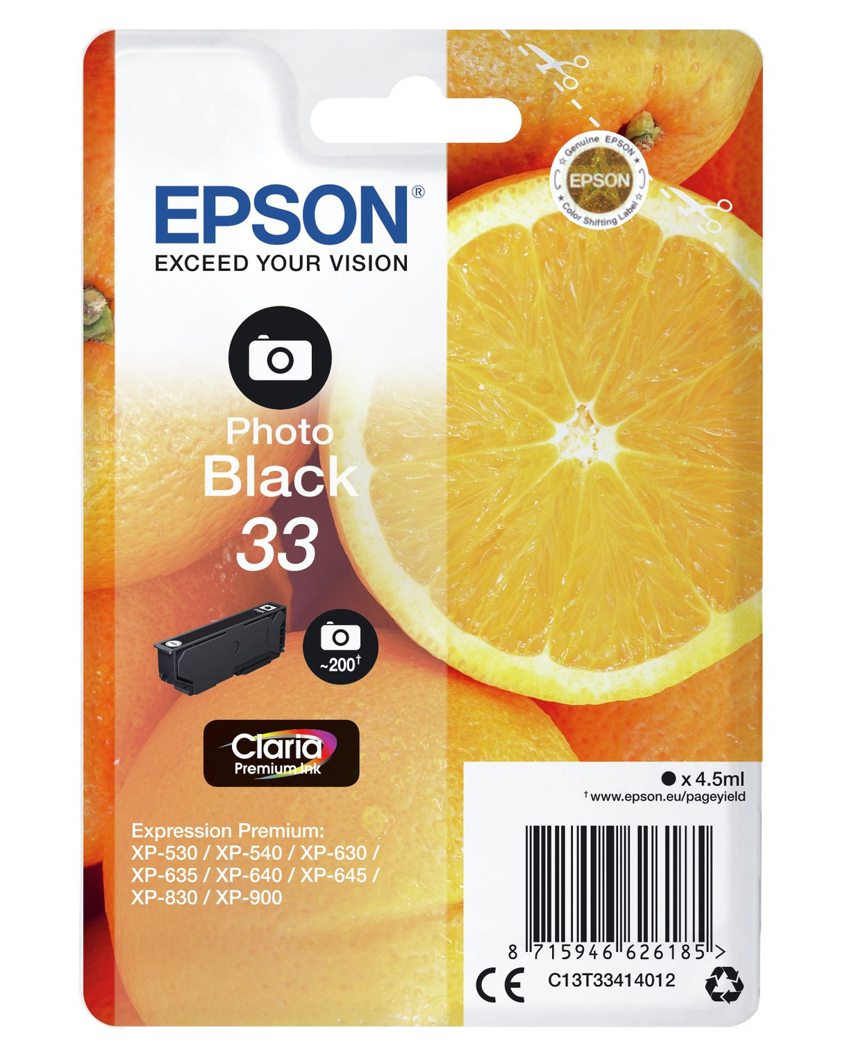 EAN 8715946626192 - Epson Oranges C13T33414022 cartucho de tinta 1 pieza(s) Original Foto negro imagen 2