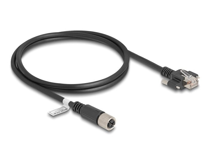 Delock M12 Cable X-Kodiert 8 Pin Hembra A Rj45 Macho Cat.6a S/Ftp 1 M Negro