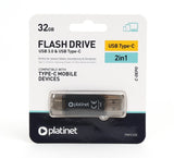 Pendrive Platinet Usb 3.0 2en1 Usb+Type-C 32gb Negro