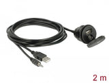 Cable De Extensión Usb De Delock, Enchufe De Conector Usb A + 3.5 Mm> Caballero De Gato Usb A + 3.5 Mm, 2 Metros, Con La Lago De Instalación 85719