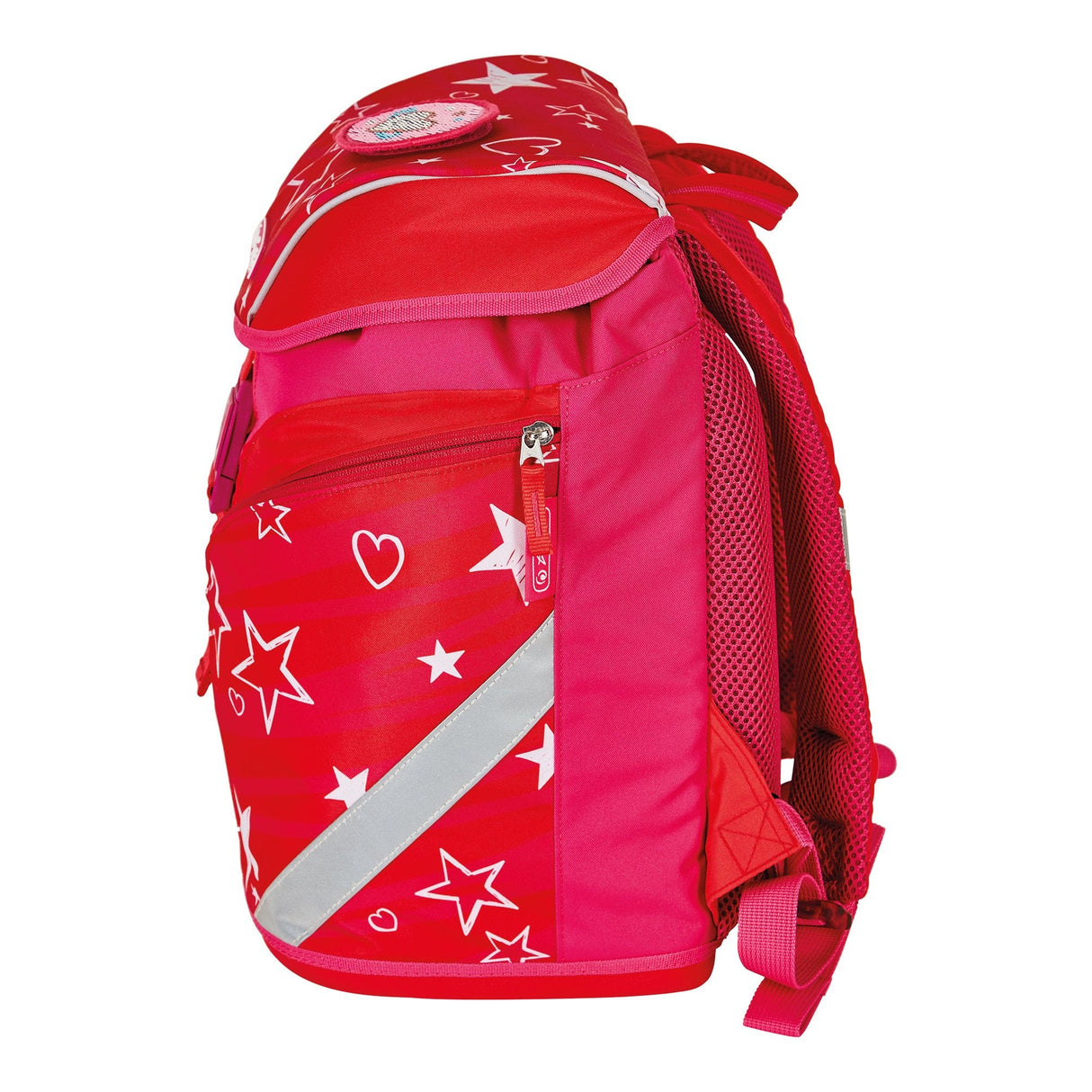 Herlitz Softlight Plus Stars&Strips Juego De Mochila Escolar Chica Poliéster Rosa, Rojo