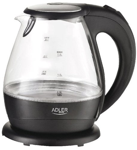 Hervidor De Agua Adler Ad 1224 1,5 L Negro, Transparente 2000 W