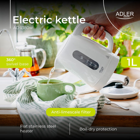 EAN 5905575907998 - Adler AD 1380W tetera eléctrica 1 L 2220 W Blanco imagen 15