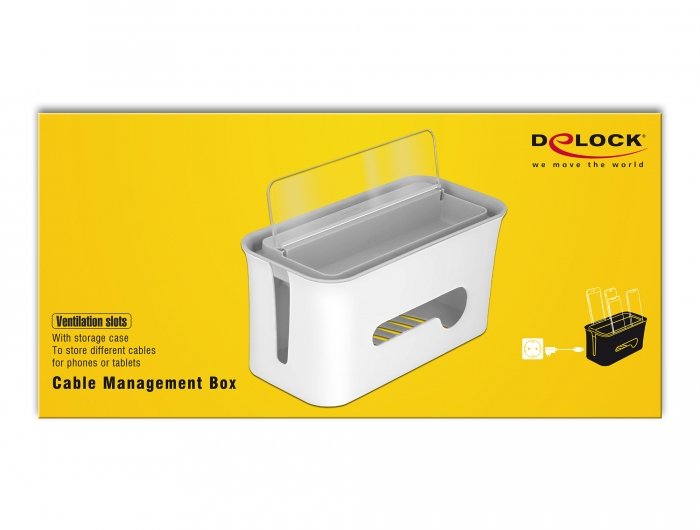 Caja De Gestión De Cables De Delock Con Compartimento De Almacenamiento Blanco/Gris 18290