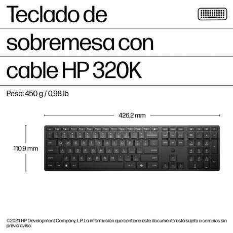 EAN 0194721888402 - HP 320K Wired Keyboard teclado Oficina USB Negro imagen 6