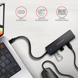 Hub 4-Portowy 5gbps 2x Usb-A 2x Usb-C , Usb-C Power In 19cm Kabel Hue-C2c