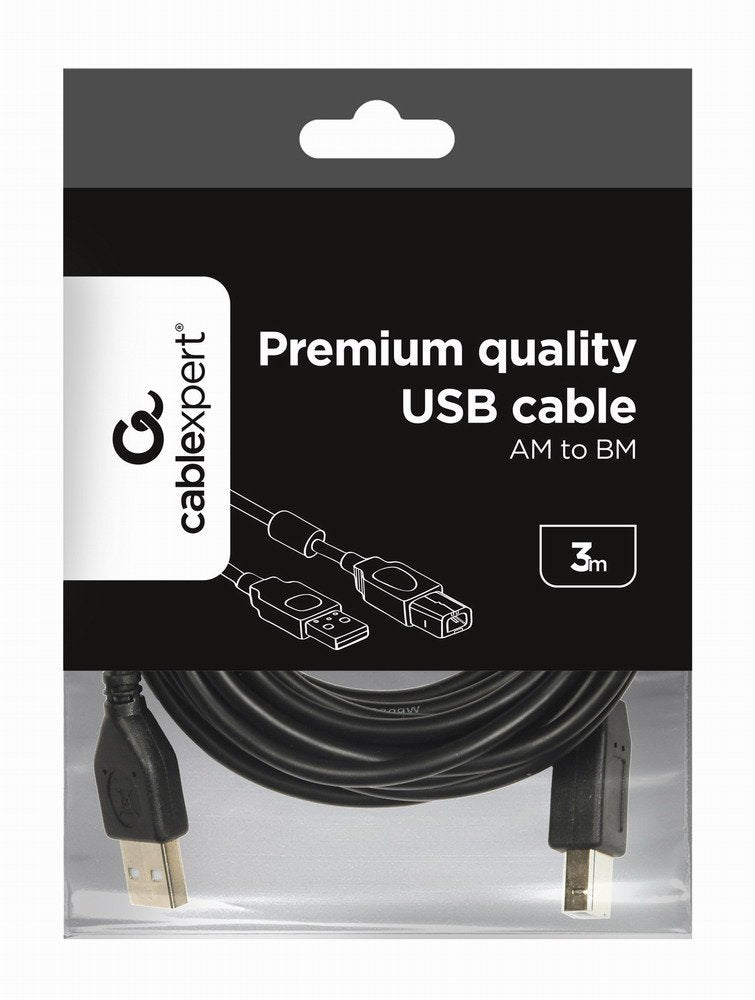 EAN 8716309052146 - Gembird 3m USB 2.0 A/B M cable USB USB A USB B Negro imagen 3