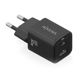 Aisens Cargador Gan 30w, 1xusb-C Pd3.0 Qc4.0, 1xusb-A Qc3.0, Negro