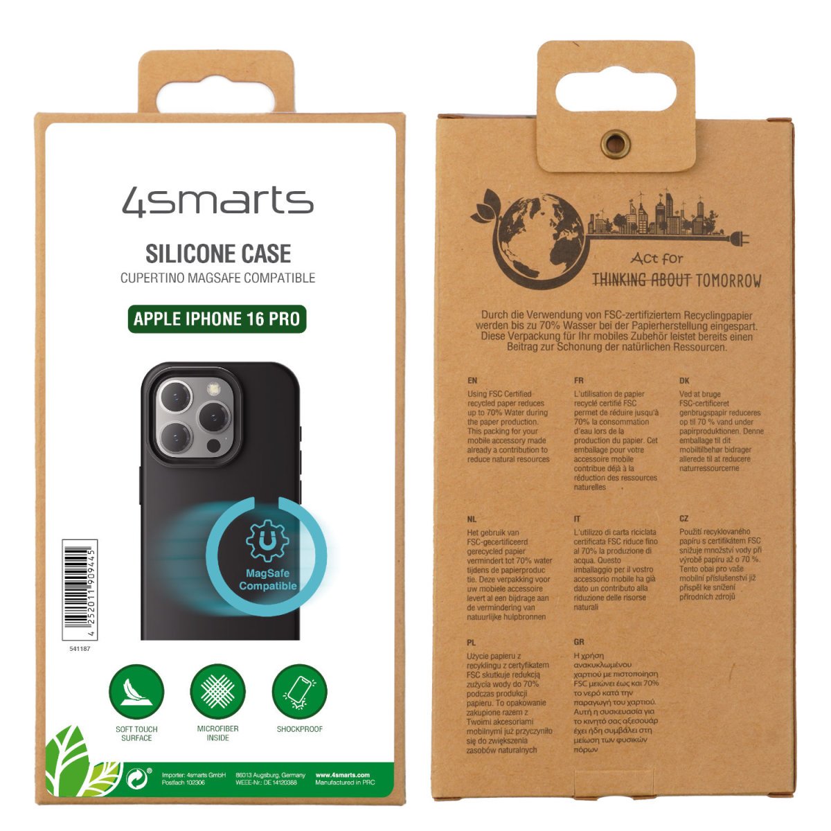 Funda 4smarts De Silicona Cupertino Para Apple Iphone 16 Pro Magsafe-Kompatibel