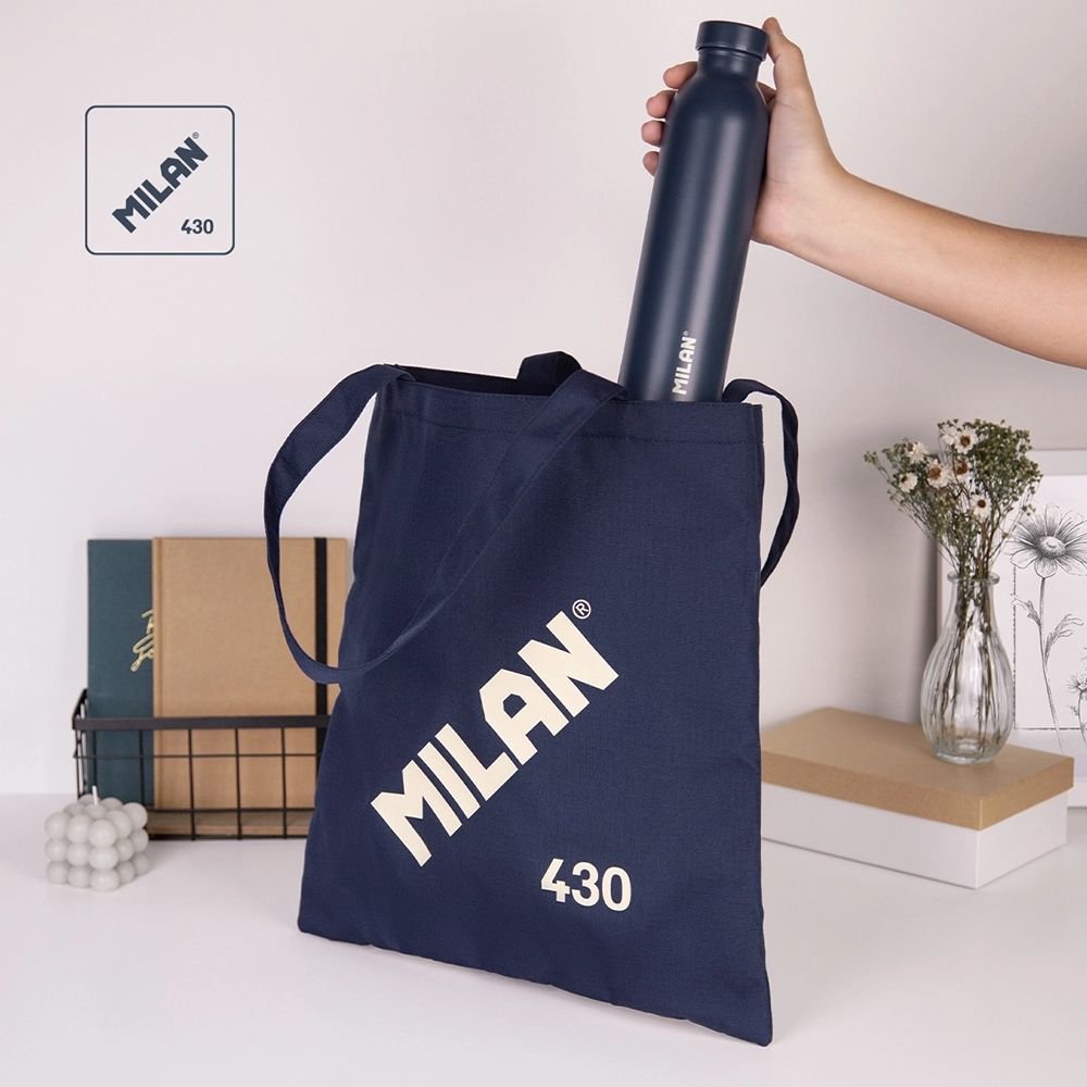 Milan Serie 1918 Tote Bag Bolsa De Tela - Tamaño  50x38x41cm - Asa Larga 27cm - Tejido 'Ripstop' - Color Azul Oscuro
