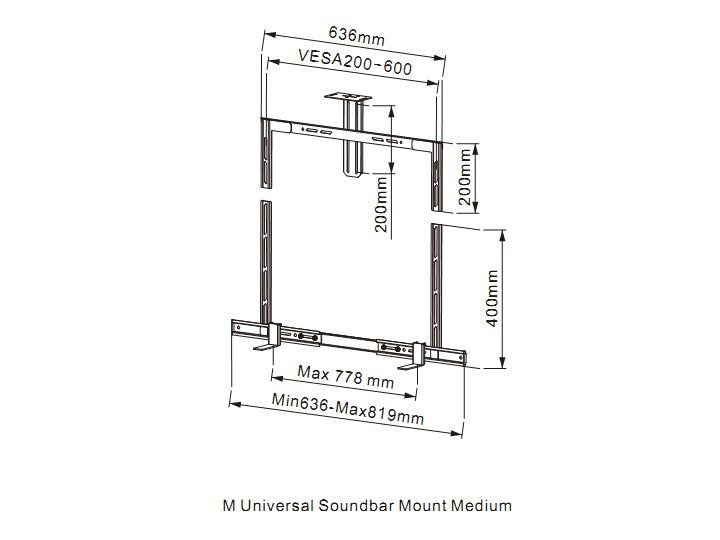 M Universal Soundbar Mount 7350073732876, 10 Kg, 101.6