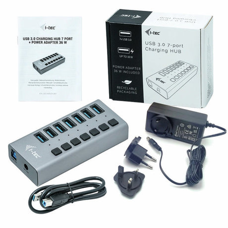 EAN 8595611702938 - i-tec U3CHARGEHUB7 cargador de dispositivo móvil Universal Gris Corriente alterna Carga rápida Interior imagen 4