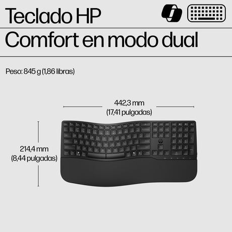 EAN 0198122954964 - HP 685 Comfort Dual-Mode Keyboard teclado Oficina RF Wireless + Bluetooth Negro imagen 3