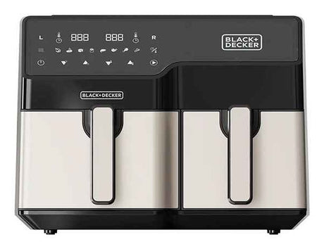 EAN 8432406730090 - Black & Decker BXAF9000E Doble 9 L Independiente 2500 W Freidora de aire caliente Negro, Acero inoxidable imagen 1