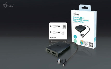 EAN 8595611706844 - i-tec CADUAL4KHDMI adaptador de cable de vídeo 0,27 m USB Type-A/USB Type-C 2 x HDMI Negro imagen 3