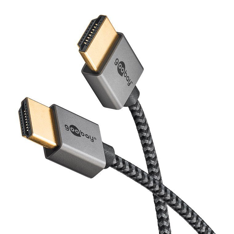 Goobay Plus Slim High-Speed-Hdmi-Cable Mit Ethernet, 4k @ 60hz (Gris, 2 Meter) 75753