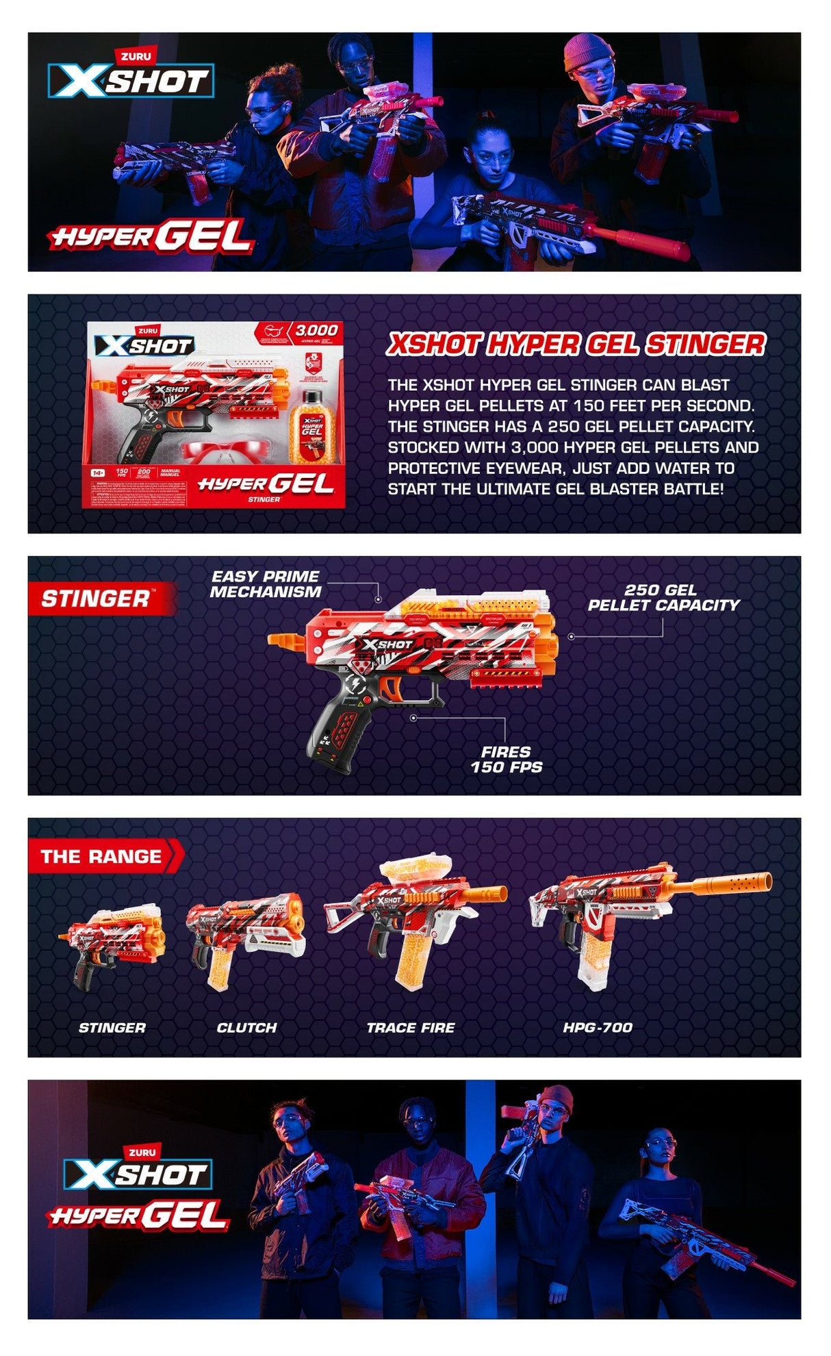 Zuru Xshot-Hyper Gel Stinger Blaster, Gel Blaster Que Incluye 1000 Bolas De Gel 36728