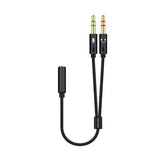 Aisens Cable Adaptador Audio Jack 3.5 4 Pines/H-2xjack 3.5 3 Pines/M - 25cm - Negro