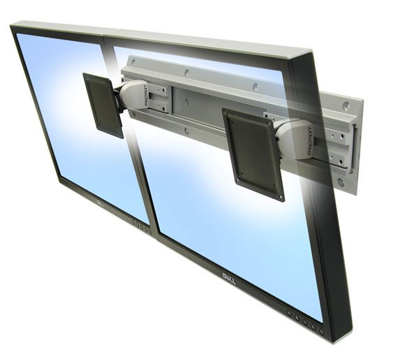 Ergotron Neo-Flex - Kit De Fijación (2 Drehgelenke, Wandschiene 26", 2 Rack-Montagehalterungen) - Schmal - Para 2 Lcd-Displays - Gris, Negro - Tamaño De Pantalla: Hasta 61 Cm (Hasta 24 Pulgadas)