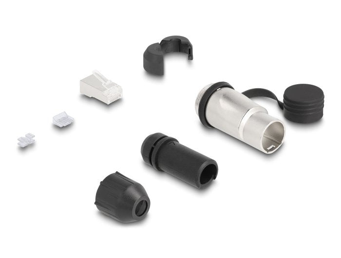 Delock 67067 Enchufe Modular Rj45 Cat.6a Con Acoplador De Paso Y Tapa Protectora Ip66 Resistente Al Polvo Y Al Agua