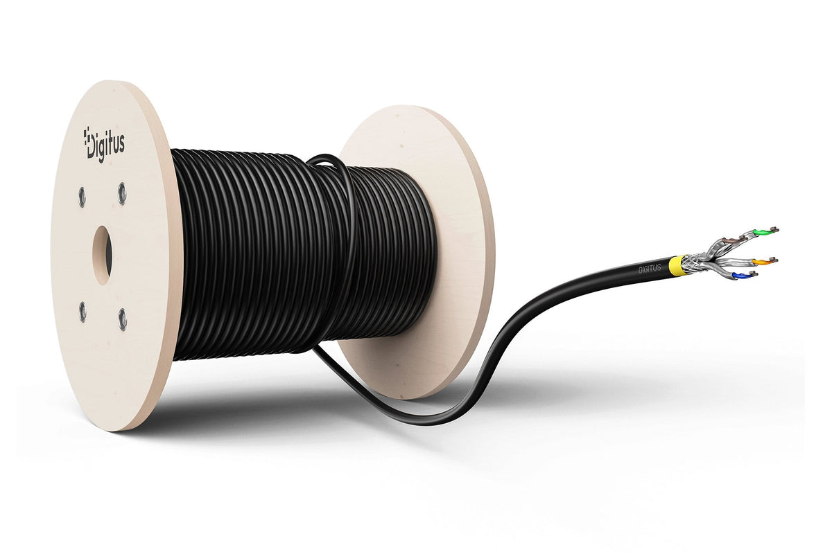 Bobina Cat 7a S-Ftp  500m Exterior Negro,  Awg22/1,  Lszh, Dca, Pe, Poe, Poe+, 4ppoe Digitus