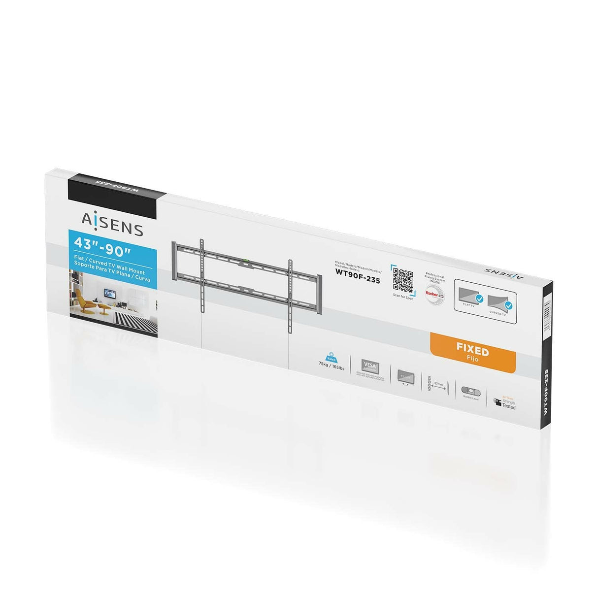 Aisens Soporte Eco Ultra Delgado Para Monitor/Tv 75kg De 43-90, Negro