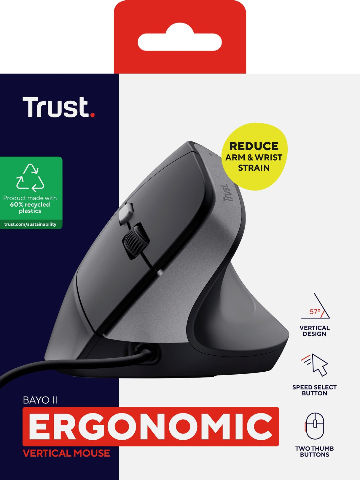 Ratón Ergonómico Trust Bayo Ii Hasta 2400 Dpi
