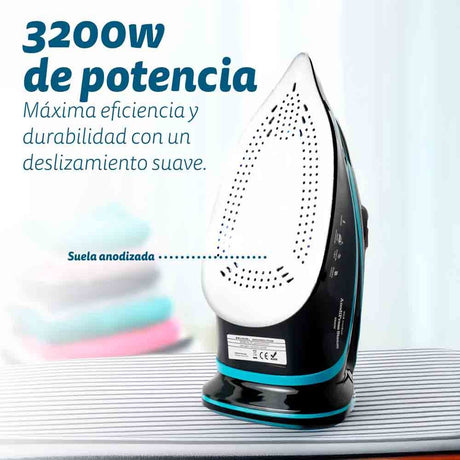 EAN 8426156018454 - Grunkel PL-3200ANODICED plancha Plancha vapor-seco 3200 W Negro, Azul imagen 2