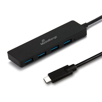 Hub Usb Tipo C A Usb 3.0 Mediarange 1:4 Negro
