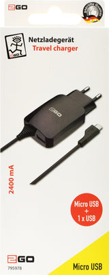 Cargador De Red 2go 100v-240v Negro Micro Usb + 1x Uni. Usb