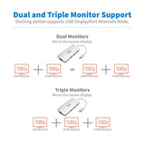 Tripp Lite Estación De Conexión Usb-C, (X2) Hdmi + Vga, Thunderbolt 3, Usb-A, Carga Pd  1080p @ 60 Hz, Plata