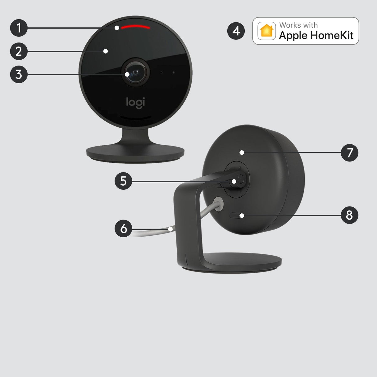 Logitech Circle View Camara De Videovigilancia Wifi Fullhd 1080p - Angulo De Vision 180âº - 2 Canales Audio - Microfono Y Altavoz Integrado - Vision Nocturna - 961-000490