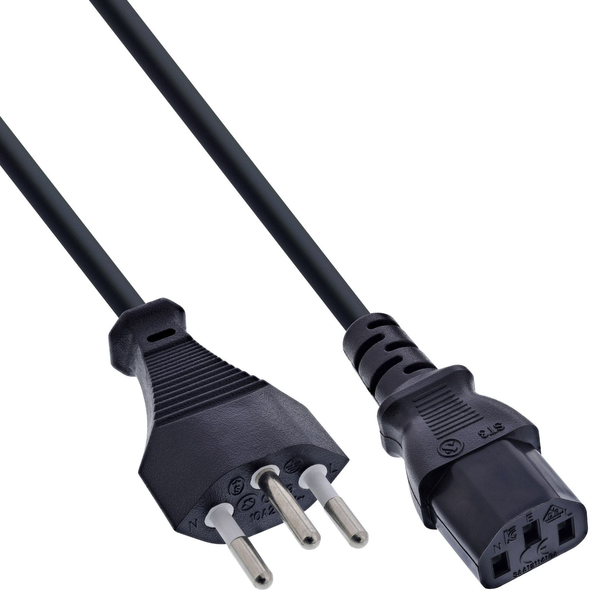 40pcs. Bulk-Pack Inline® Power Cable Switzerland Type J / 3pin Iec C13 Male