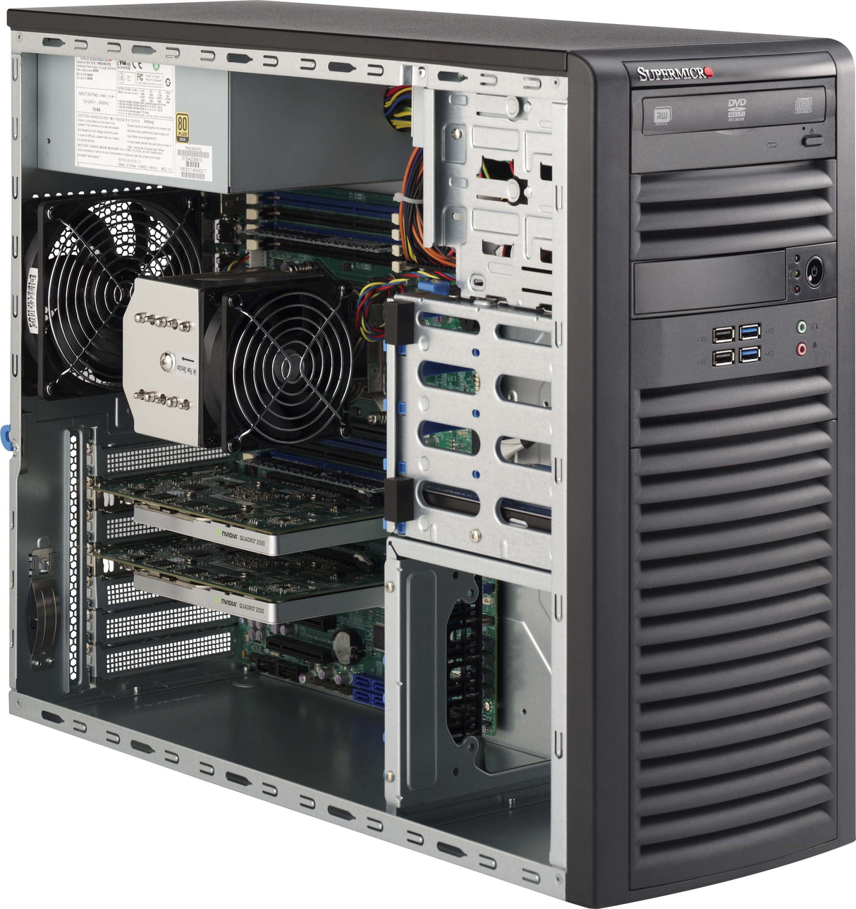 Supermicro Sc732d4-903b Mt/1x900w/4x.3.5" Midi Tower Negro 900 W