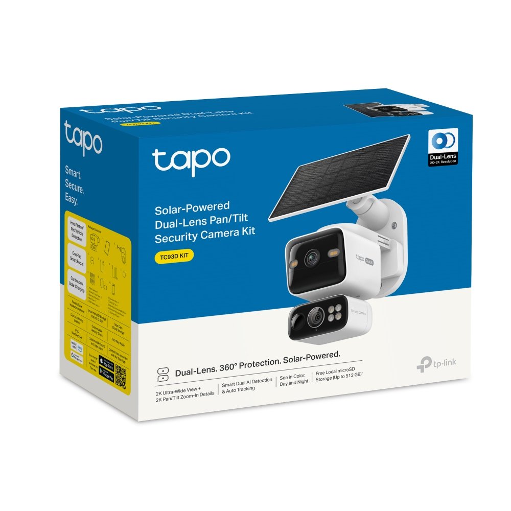 Tp-Link Solar-Powered Dual-Lens Pan/Tilt Security Camera Kit Tc93d Kit Eu Ip Camera Tc93d Eu 1.0 & Tapo A201-Int