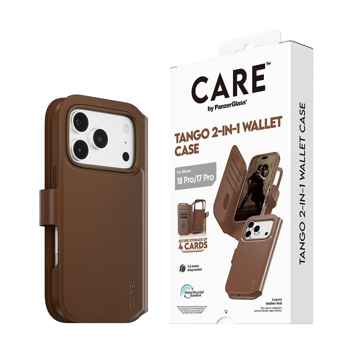 Care By Panzerglass Tango 2-In-1 Wallet Case Marrón M. Magsafe Iphone 17 Pro