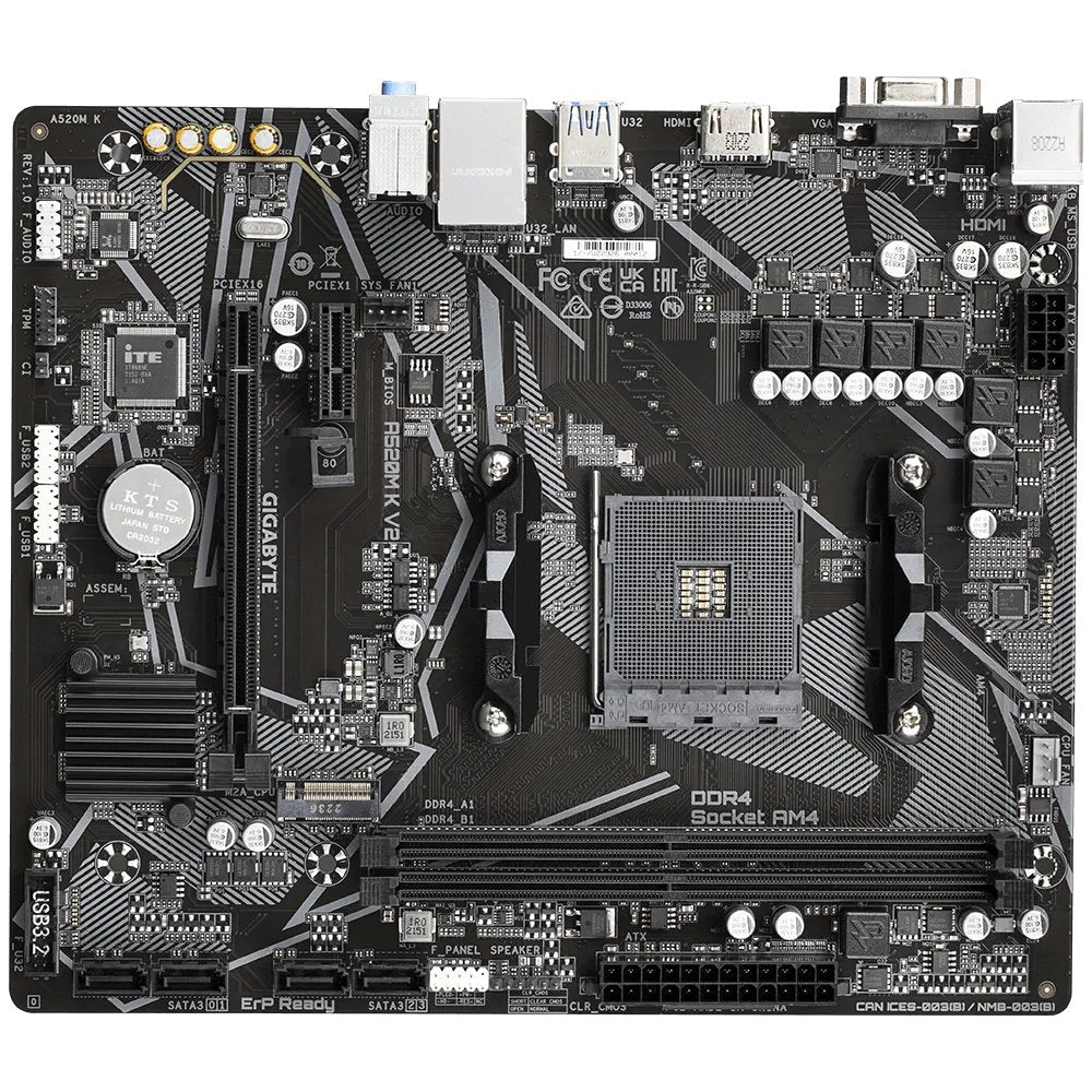 Placa Base Gigabyte A520m K V2 Am4 Matx 2xddr4  Pcie 4sata Hdmi Vga 4usb32 4usb2 M2