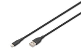 Digitus Cable De Conexión Lightning De Silicona, Usb-A - Lightning 0,5 M, Negro