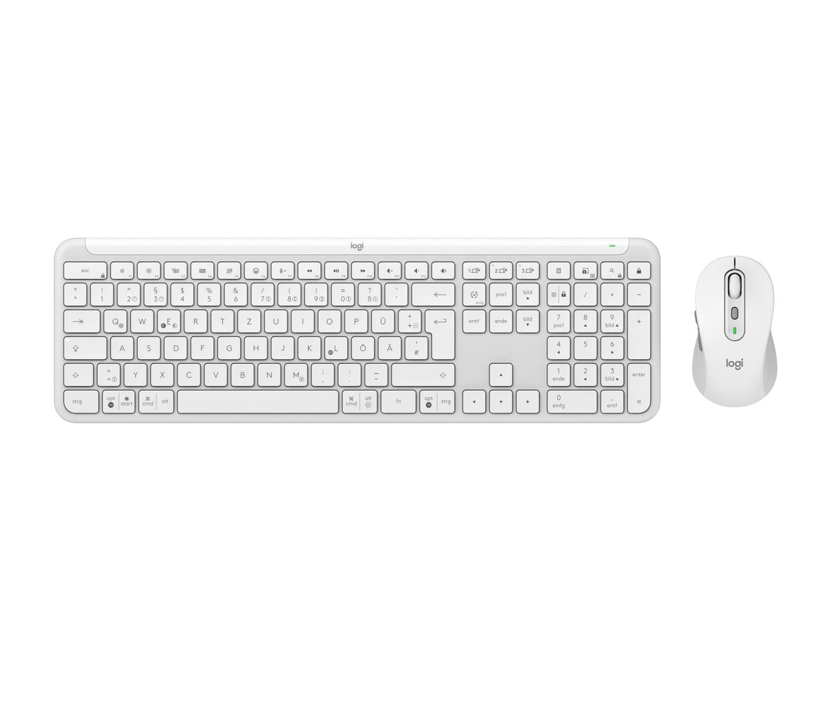 Teclado Alemán + Ratón Logitech Mk950 Signature Slim Rf Wireless + Bluetooth Qwertz Grafito, Blanco